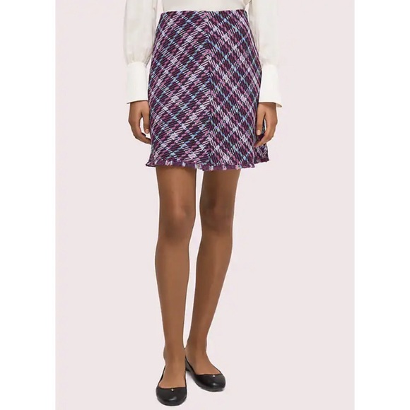 kate spade Dresses & Skirts - NWOT Kate Spade Plaid Tweed Skirt Plumtree